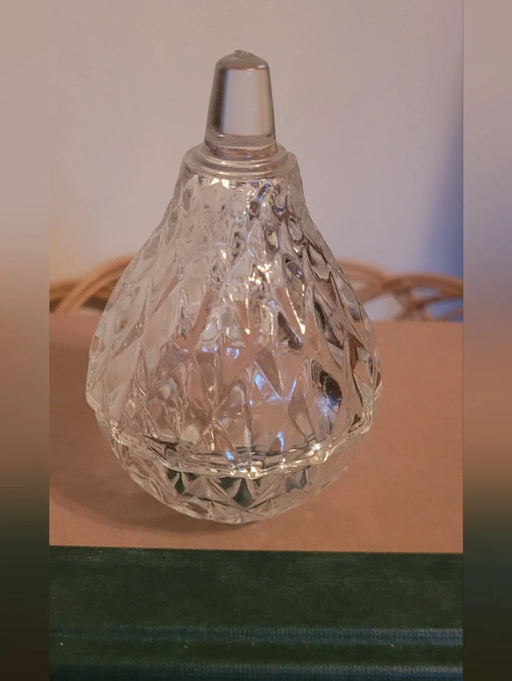 Vintage Pessed Glass Pear Shaped Trinket Box - Home Accents